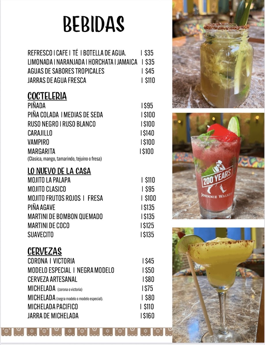 Palapa Restaurante Bar Menu - Image 1